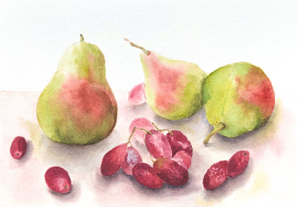 Pear and red grapes
