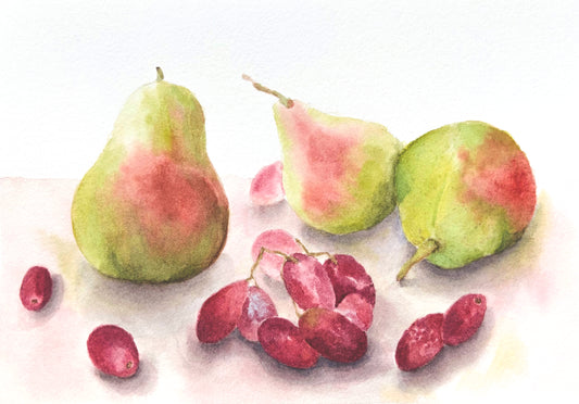 Pear and red grapes